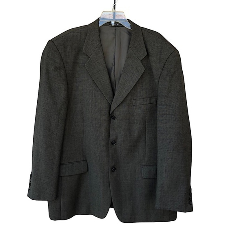 Canaletti Enzo Made In Italy Gray Greenish 3 Buttons Wool Blazer‎ Jacket R 48/43